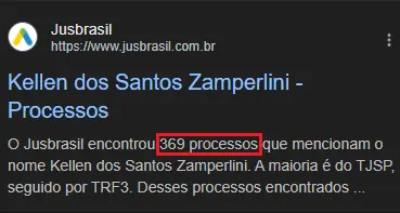 Print do Jusbrasil comprovando processos ativos
